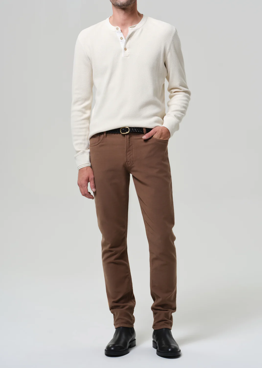 Adler Slim Perform Twill in Deep Brown - Image 2
