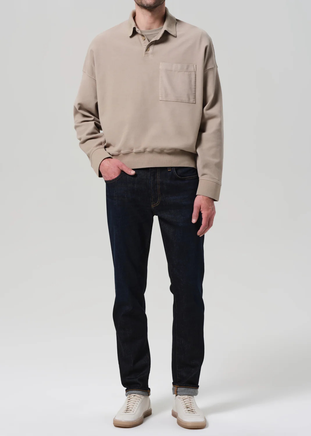 Adler Slim Cashmere Denim in Falcon - Image 3