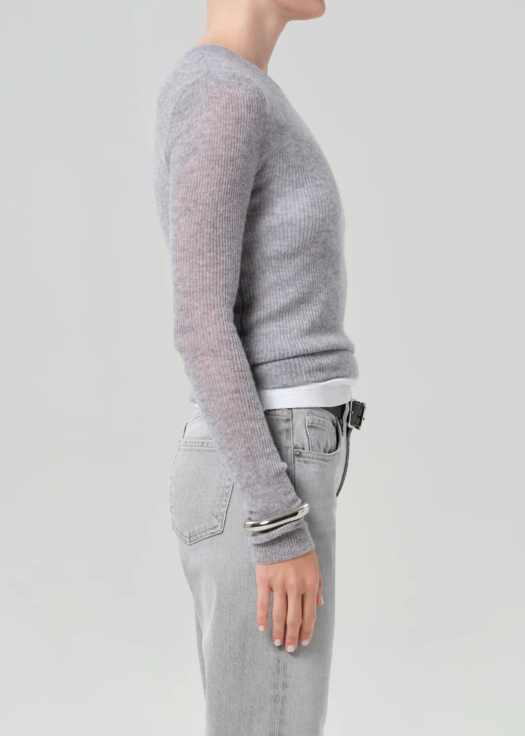 Alessia Crewneck Sweater in Dark Heather Grey - Image 3