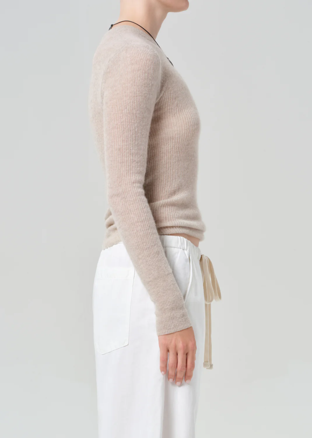 Alessia Crewneck Sweater in Oatmeal - Image 4