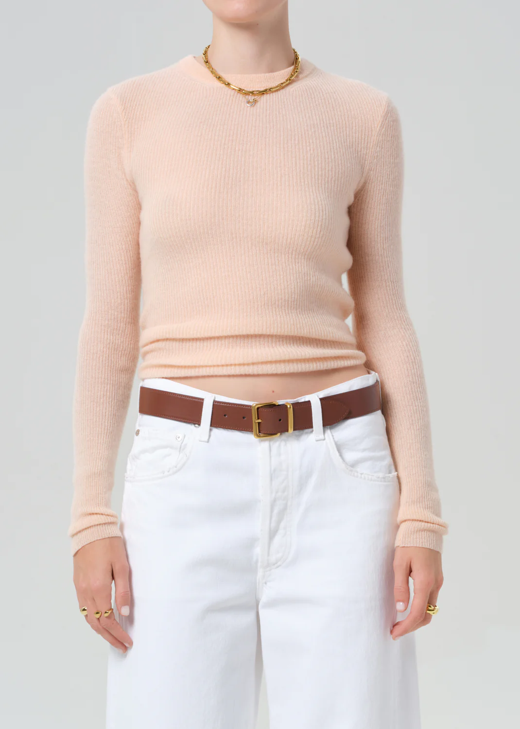 Alessia Crewneck Sweater in Peach