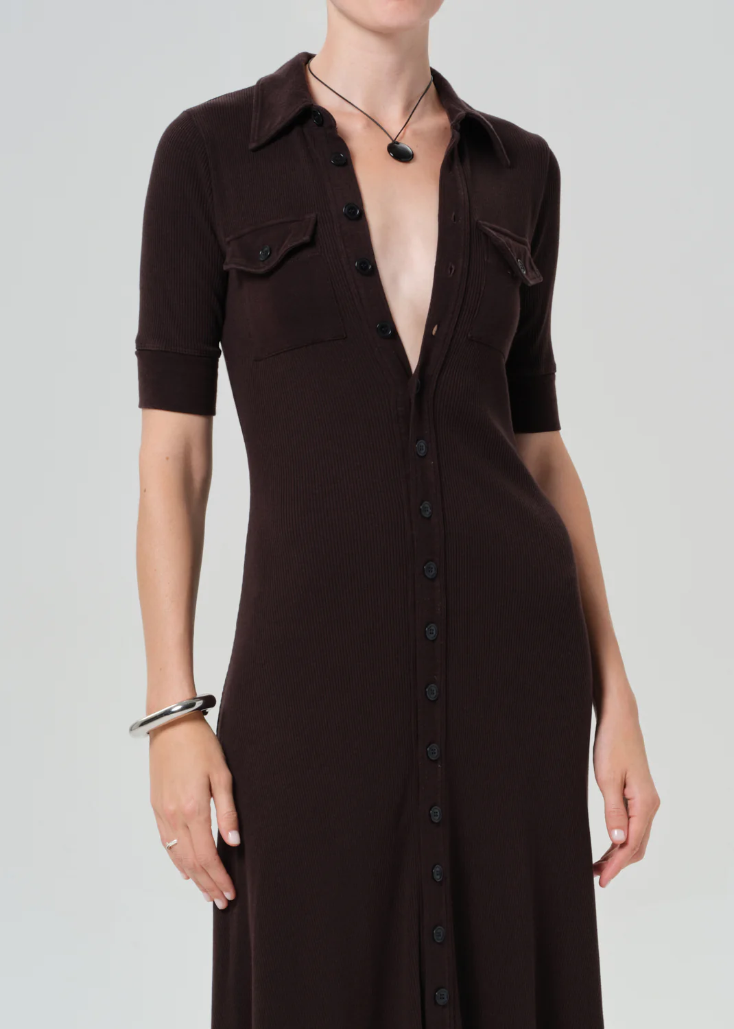 Amina Polo Dress in Chocolate - Image 4