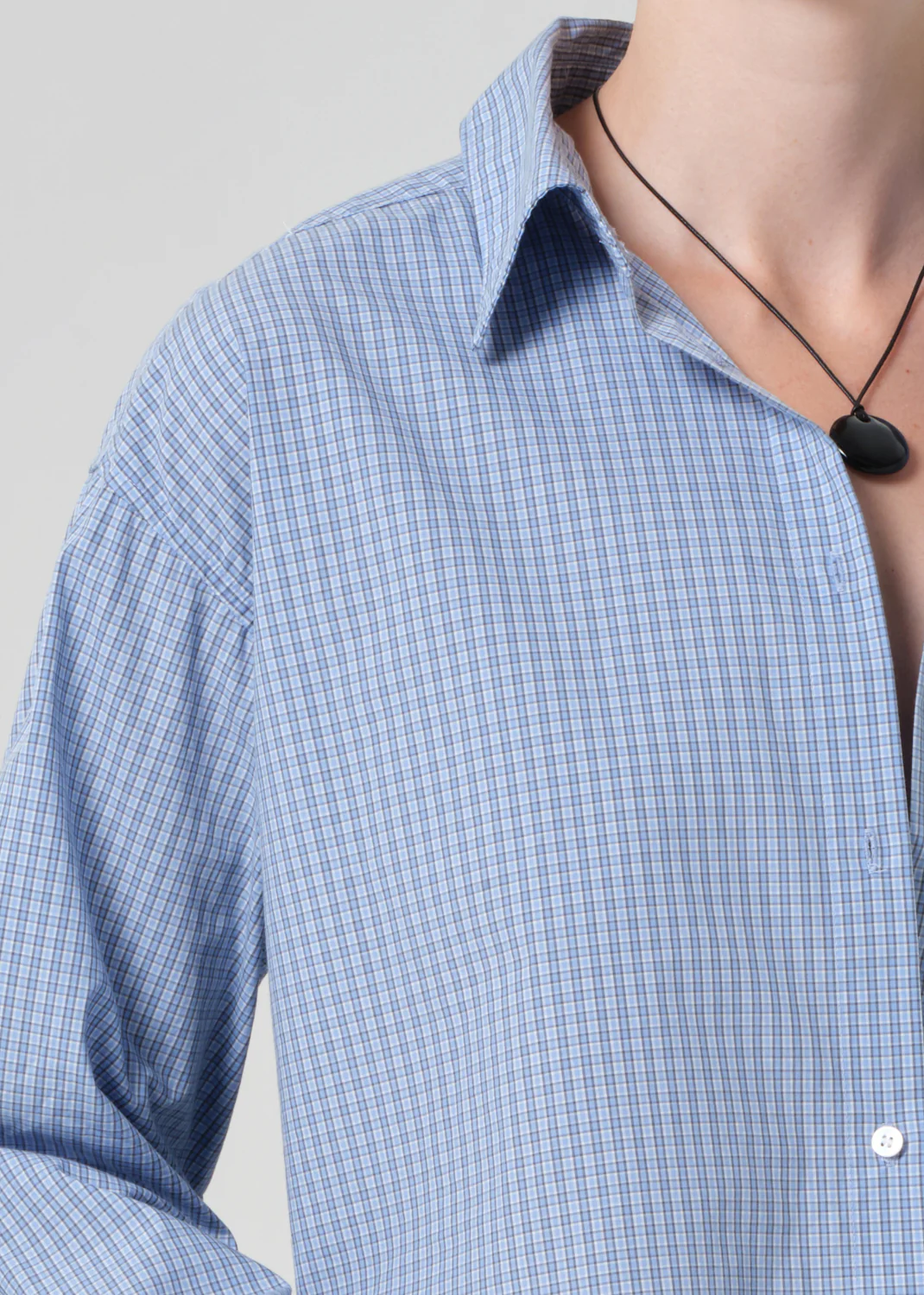 Ana Cropped Shirt in Banker Blue Plaid - Image 4