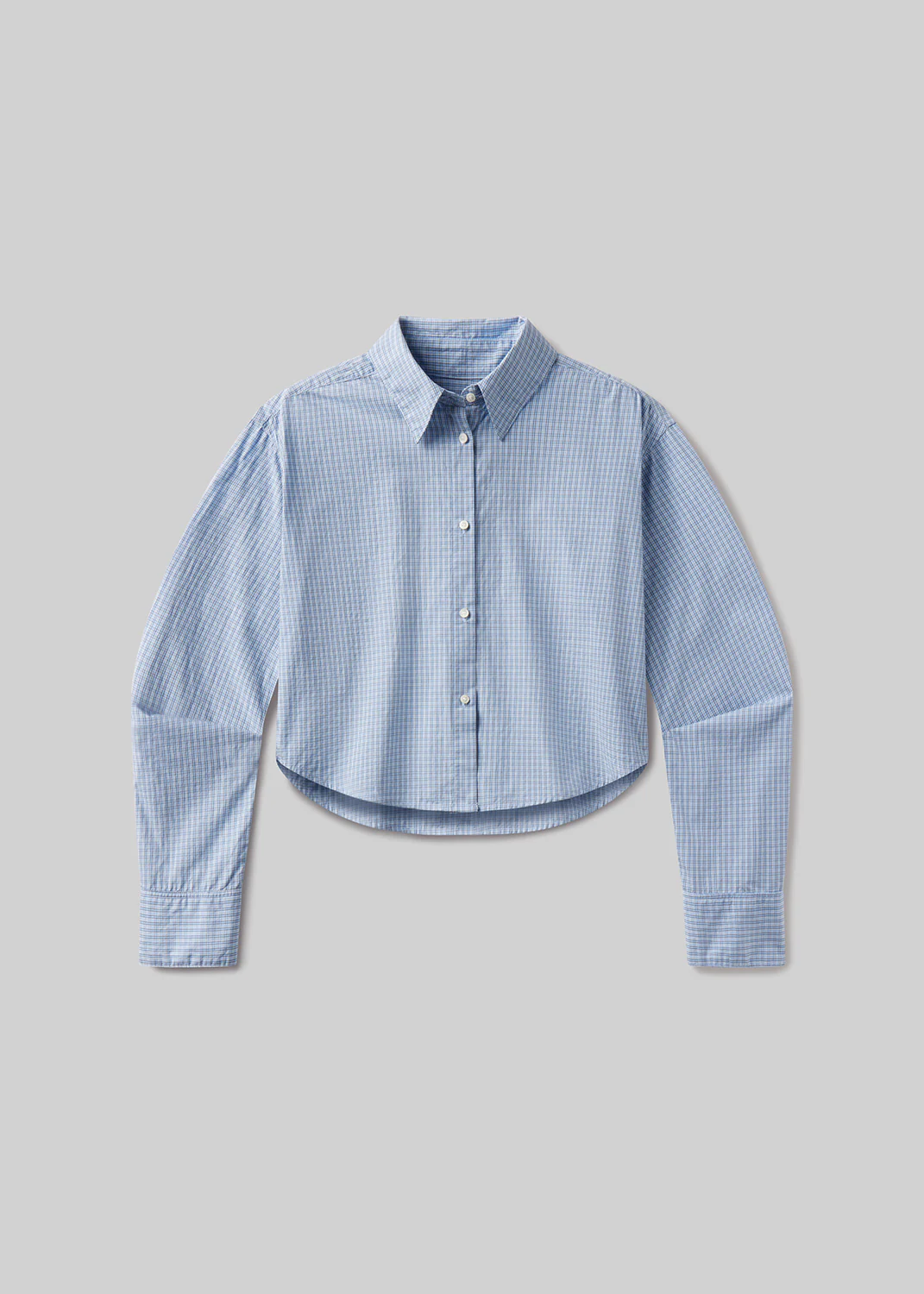 Ana Cropped Shirt in Banker Blue Plaid - Image 6