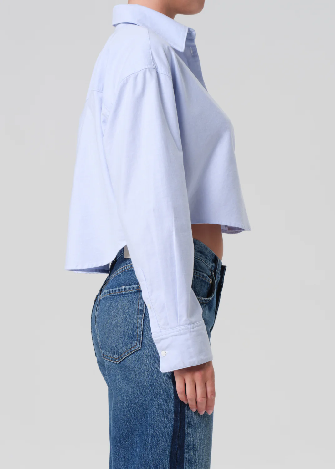 Ana Cropped Shirt in Blue - Image 3