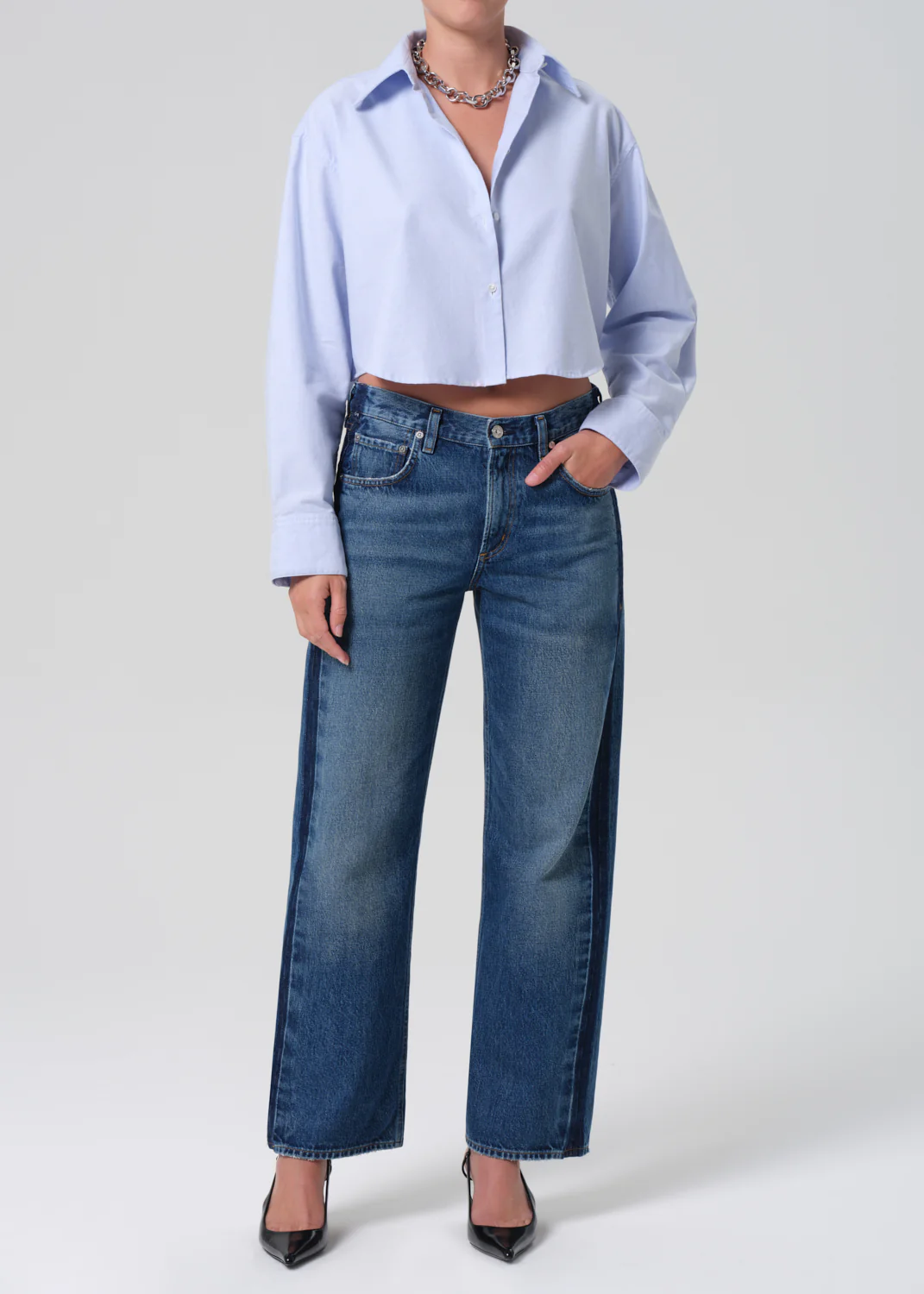 Ana Cropped Shirt in Blue - Image 5
