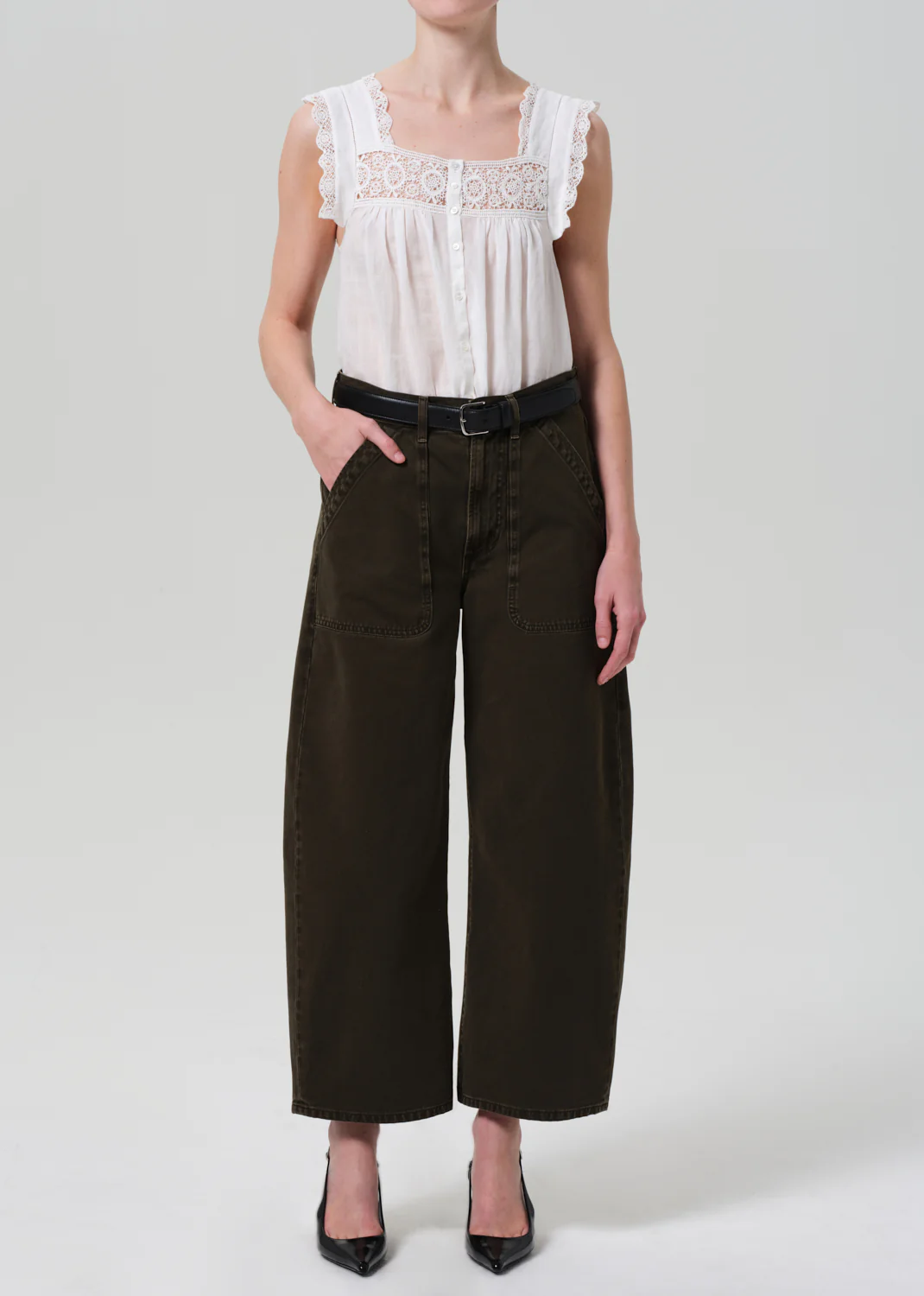 Ayla Cargo Crop in Dark Olive