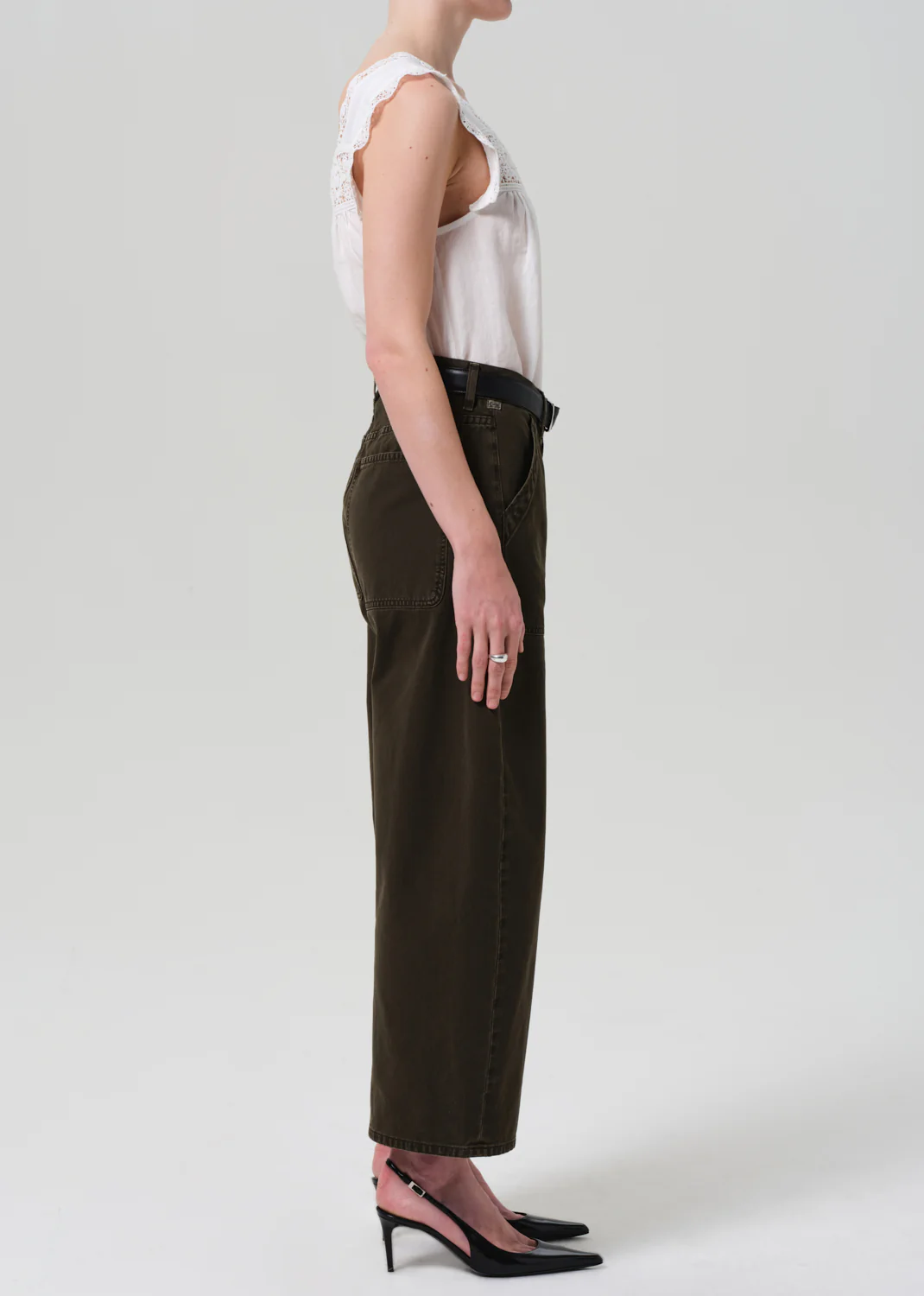 Ayla Cargo Crop in Dark Olive - Image 3