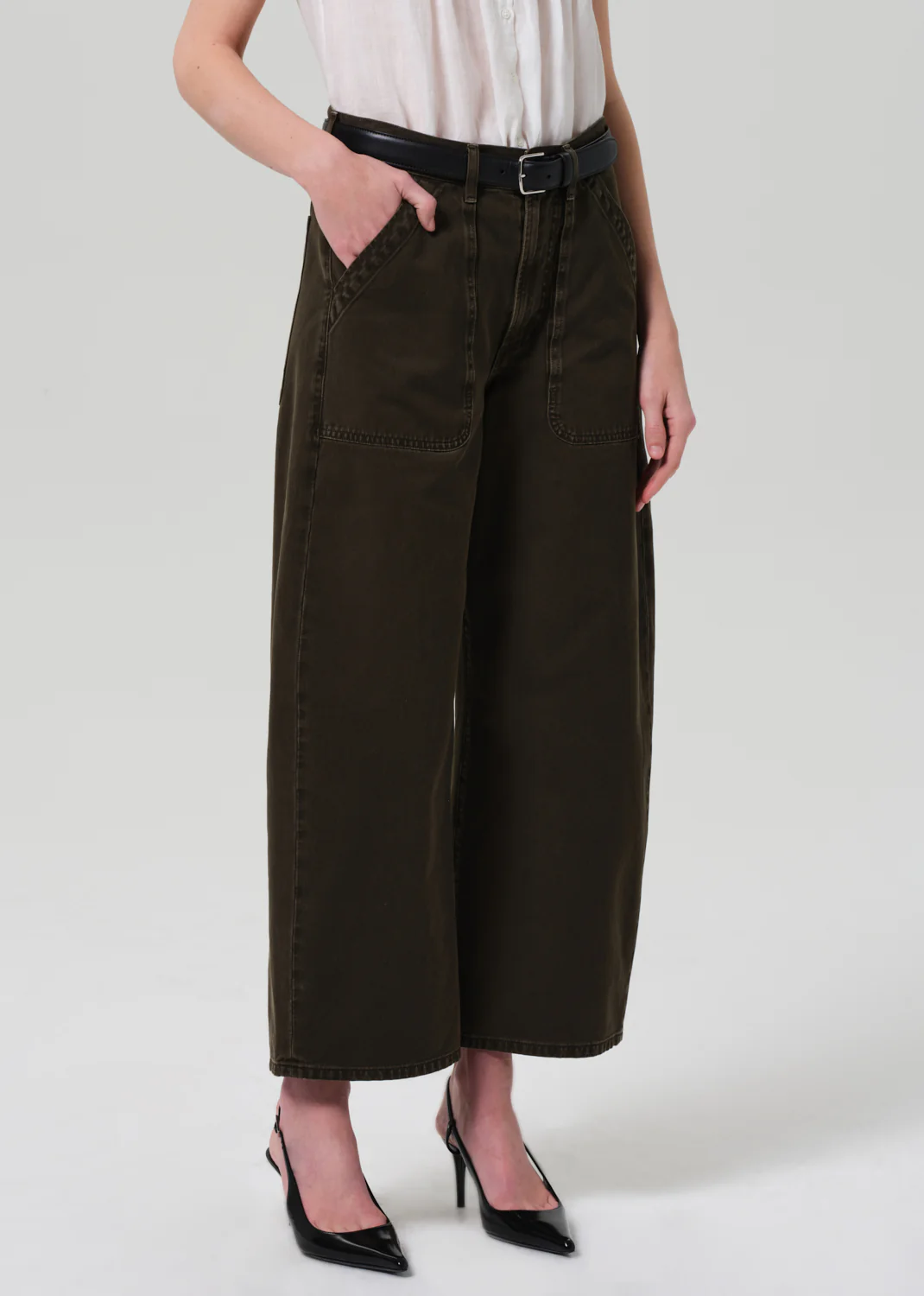 Ayla Cargo Crop in Dark Olive - Image 4