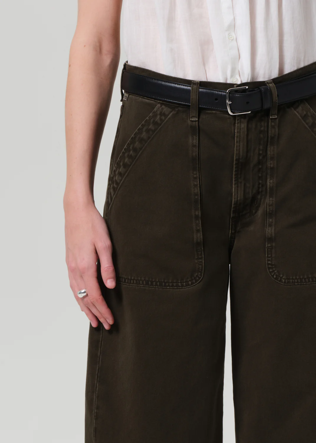 Ayla Cargo Crop in Dark Olive - Image 5