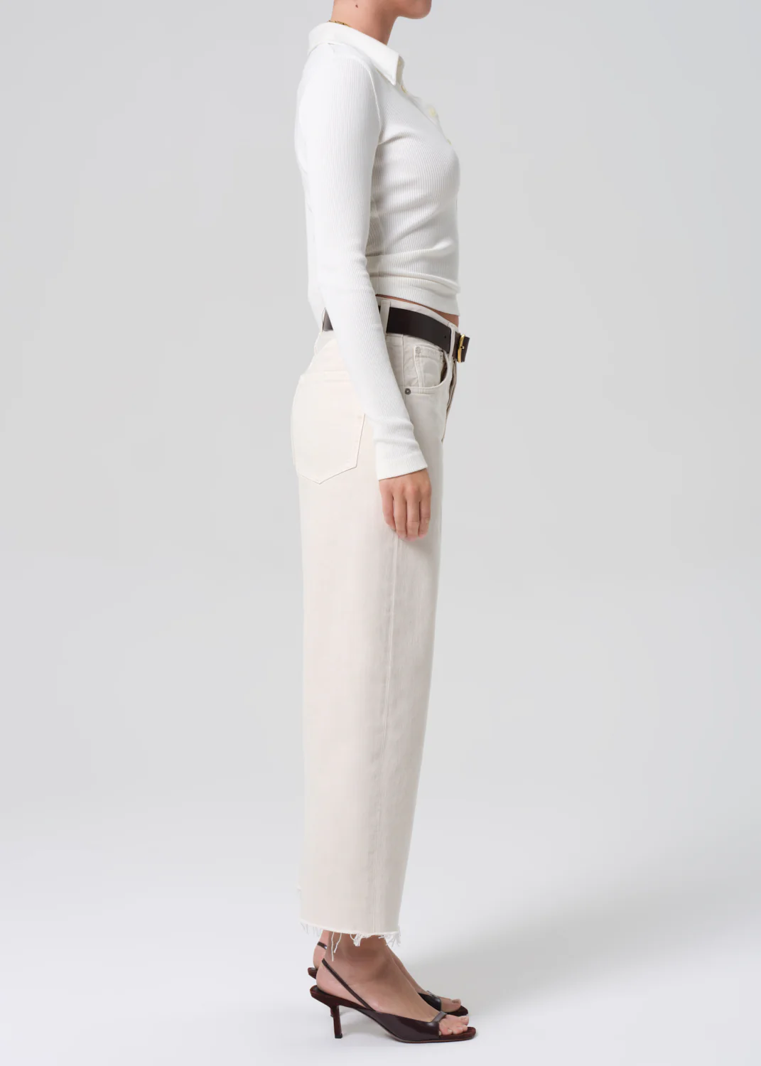 Ayla Raw Hem Crop in Almondette - Image 3
