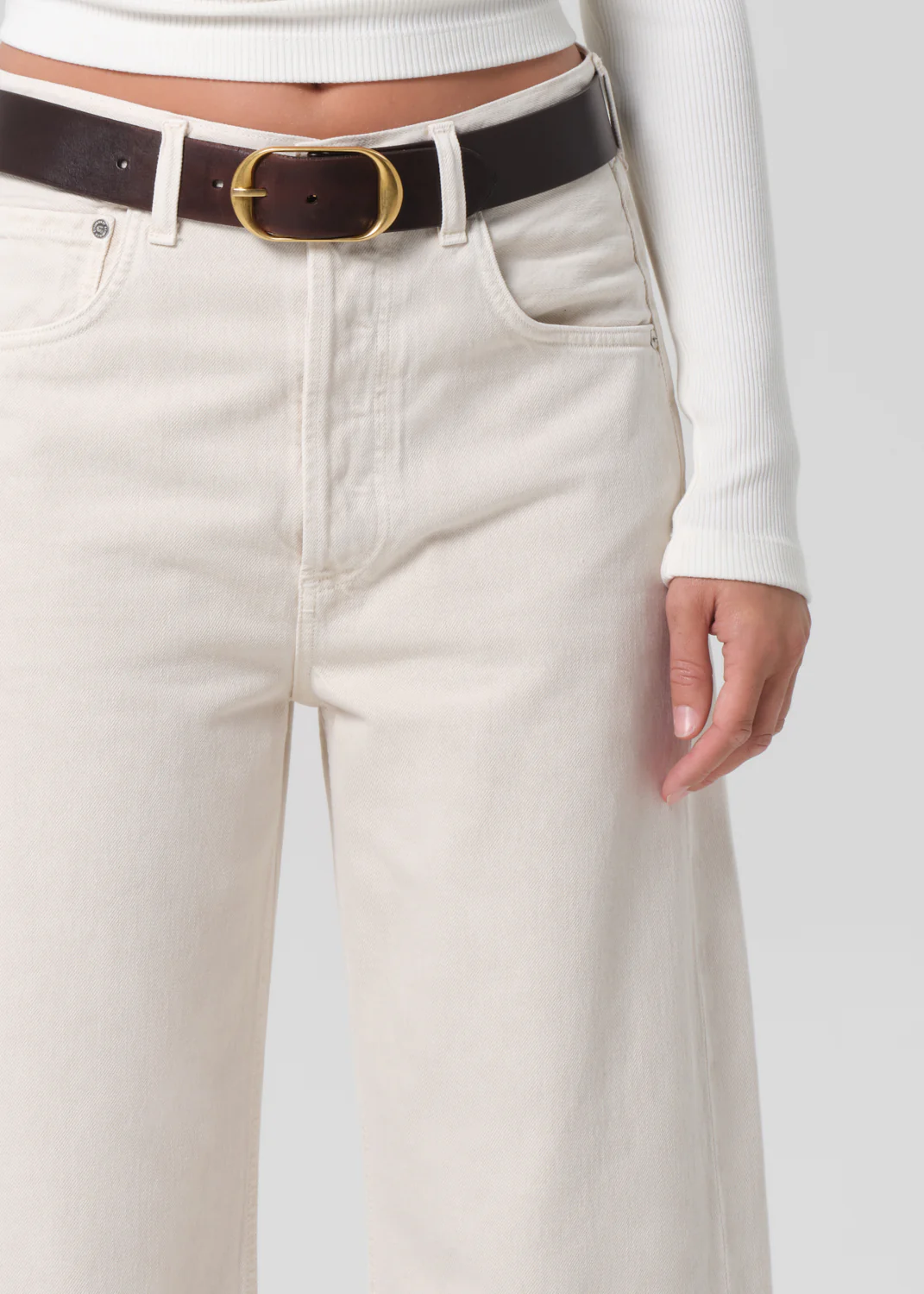 Ayla Raw Hem Crop in Almondette - Image 5