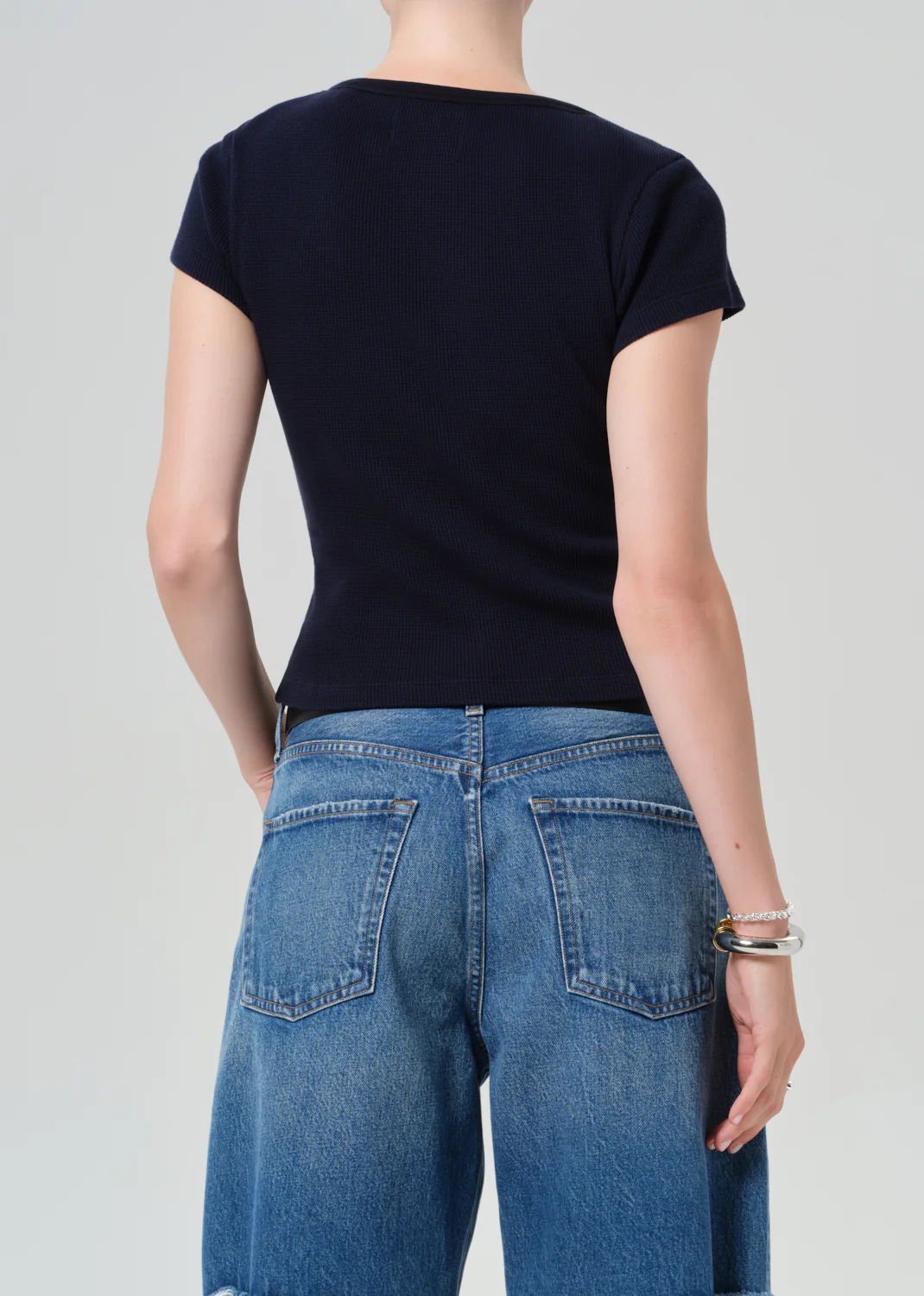 Baby Waffle Tee in Navy - Image 2