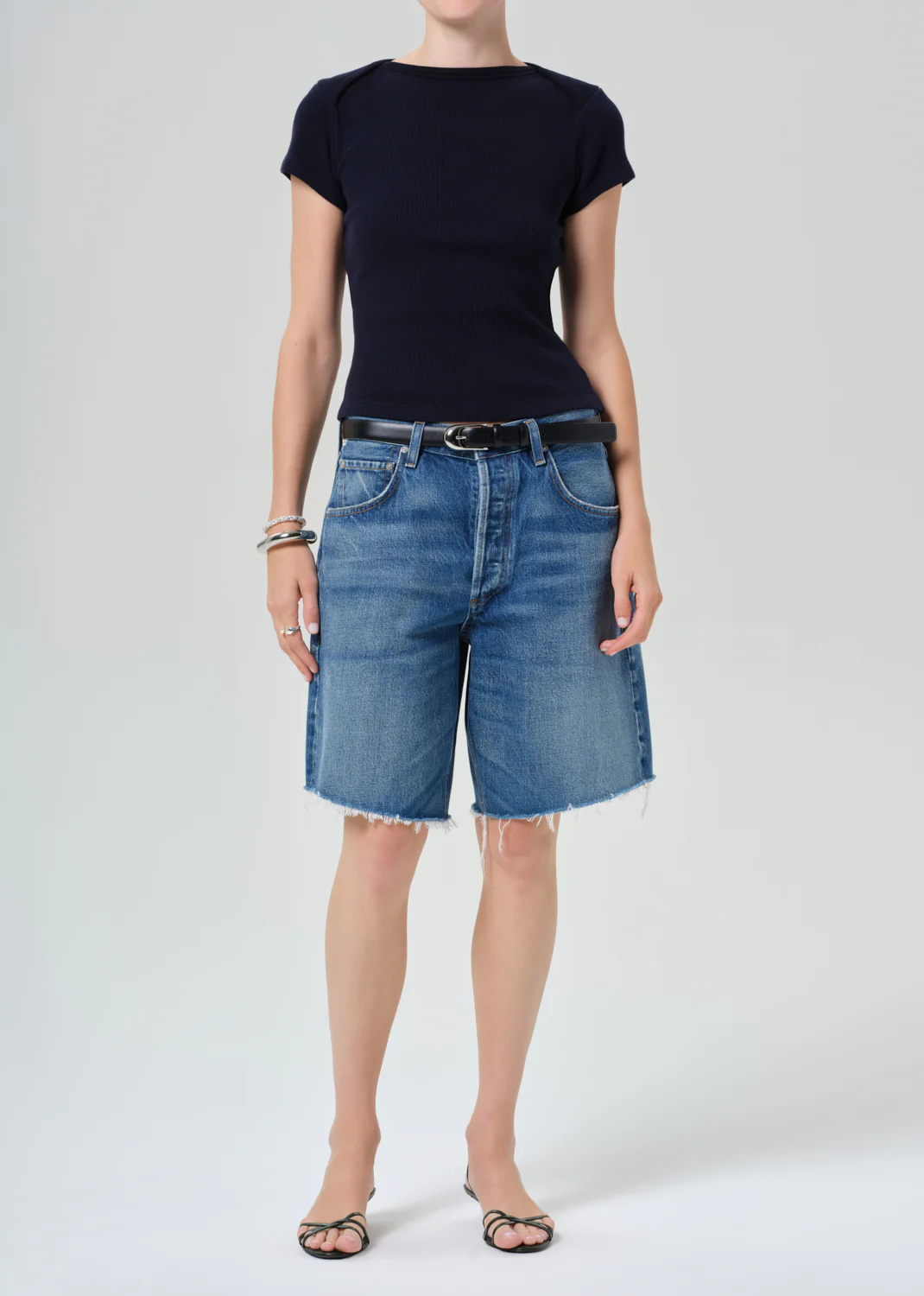 Baby Waffle Tee in Navy - Image 5