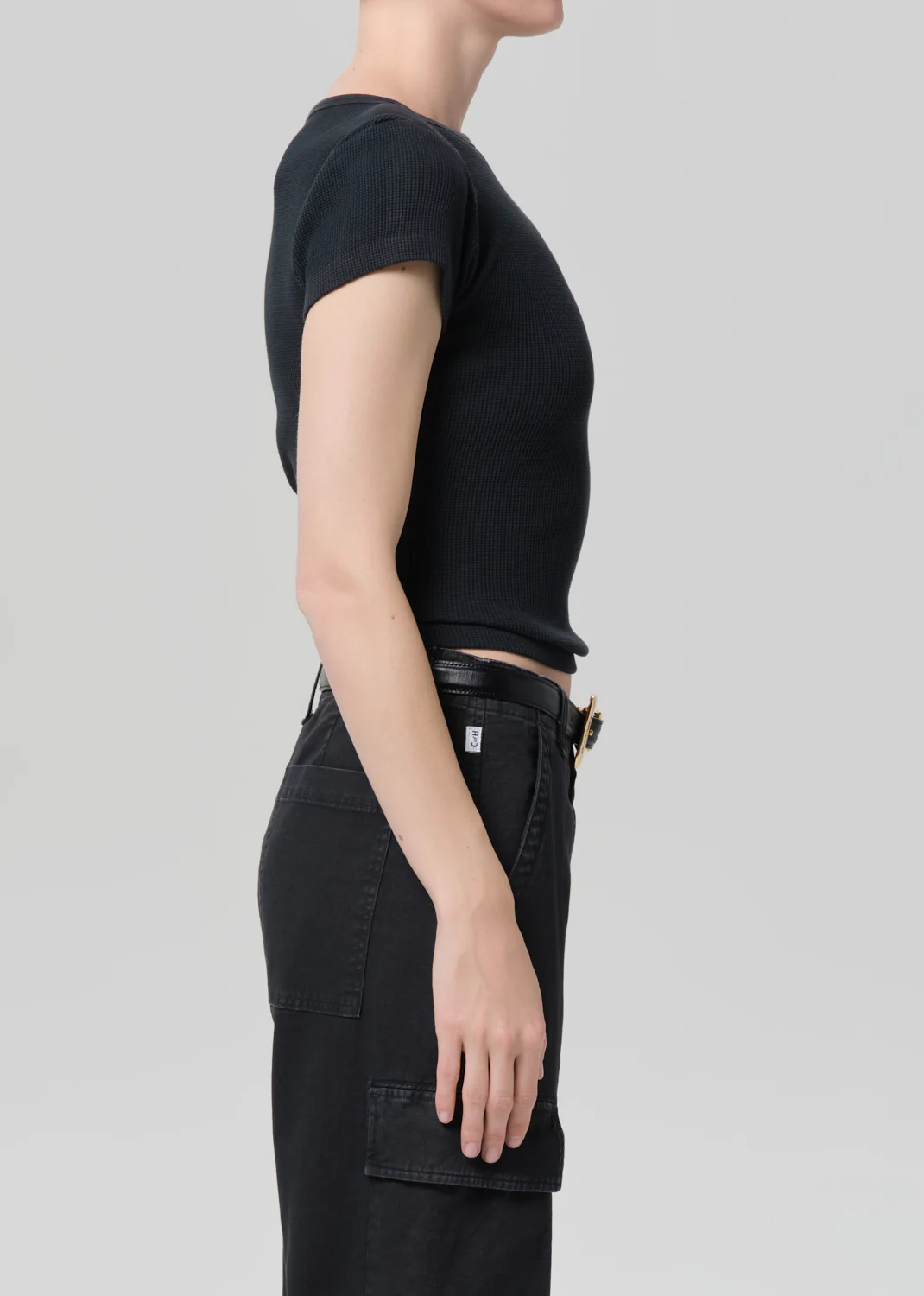 Baby Waffle Tee in Washed Black - Image 3