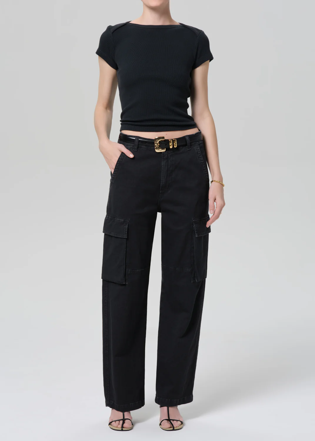 Baby Waffle Tee in Washed Black - Image 5