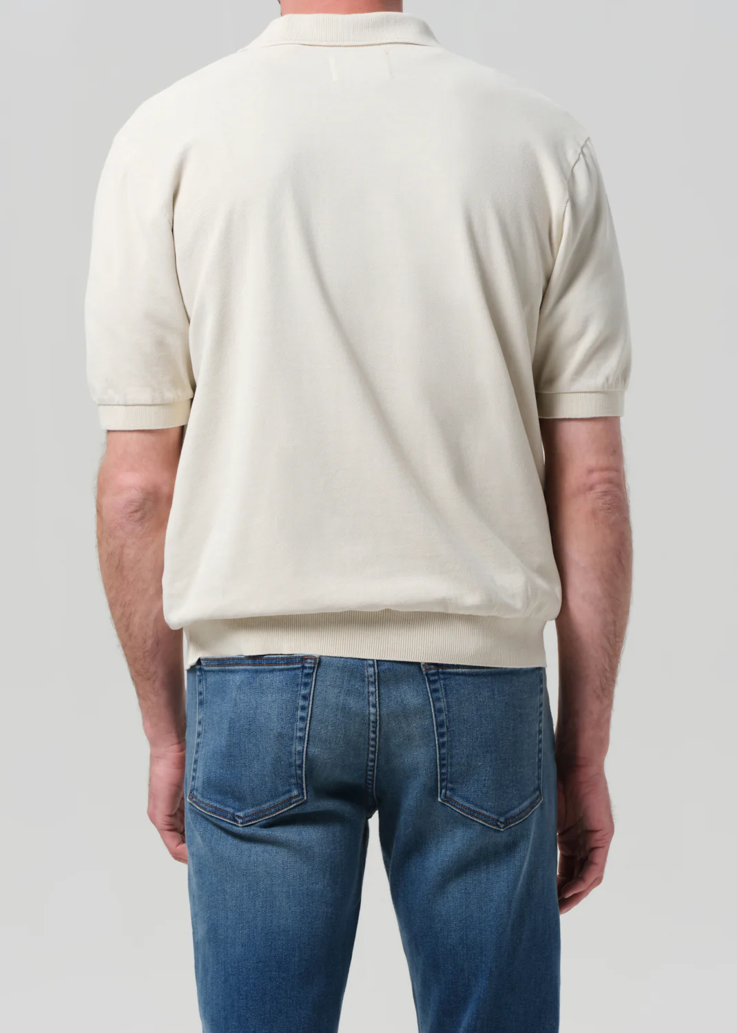Banded Polo in Ecru - Image 3