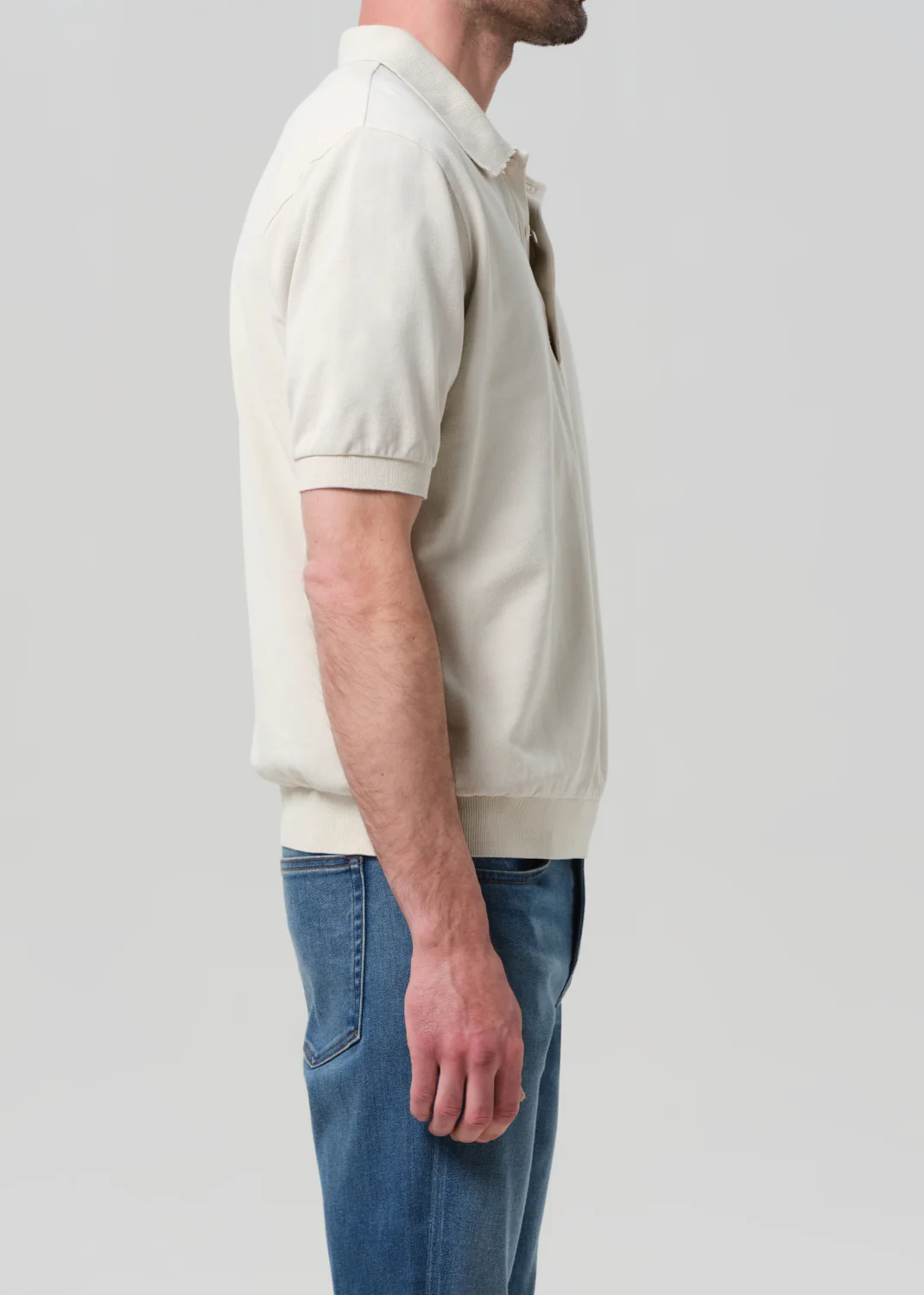 Banded Polo in Ecru - Image 4