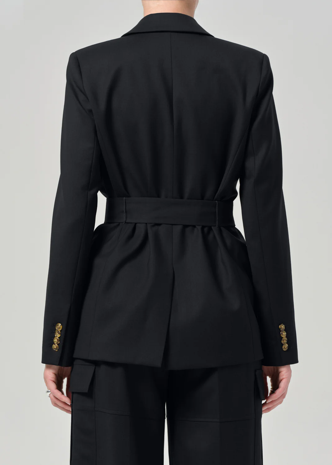 Belted Peak Label Blazer in Black - Image 2