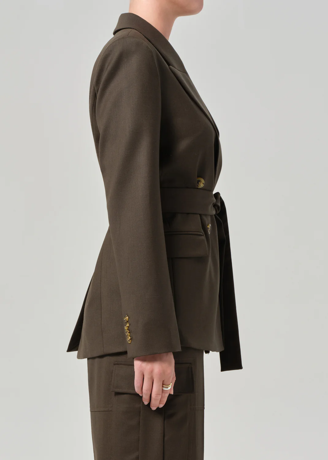 Belted Peak Label Blazer in Tobacco - Image 3