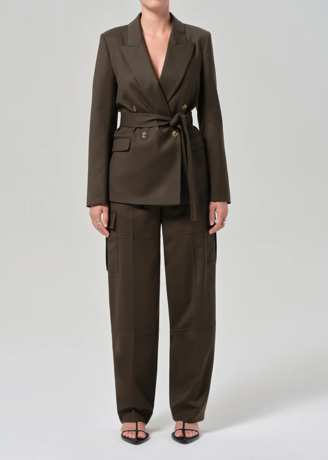 Belted Peak Label Blazer in Tobacco - Image 5