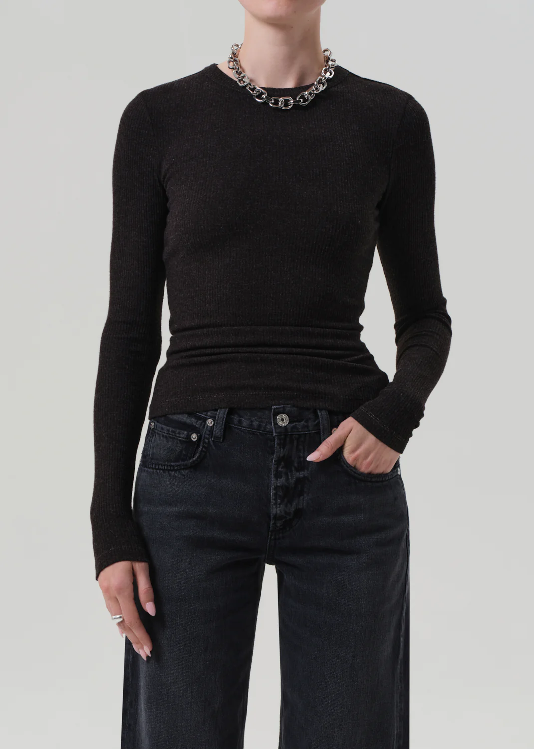 Bina Crewneck in Heather Brown