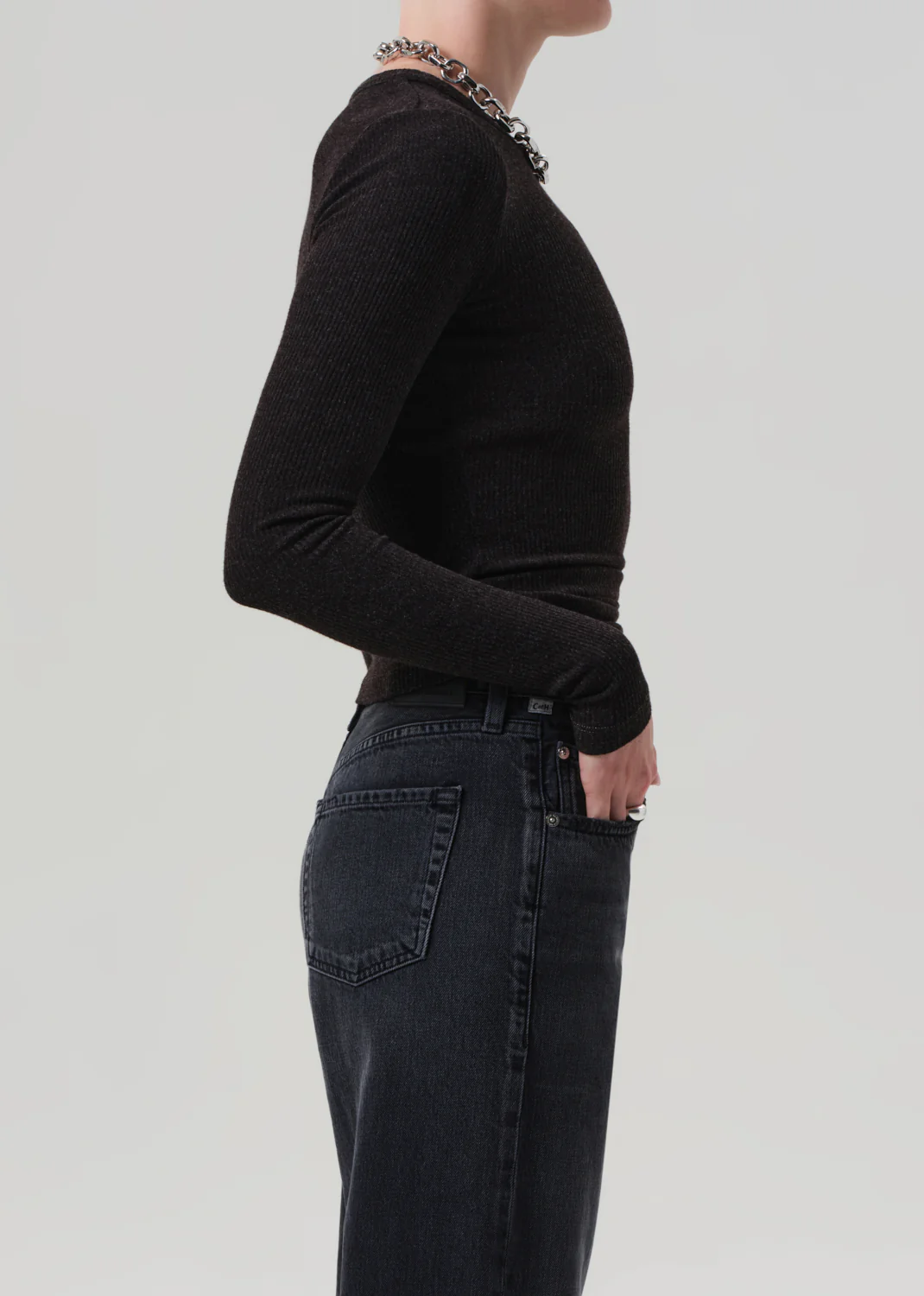 Bina Crewneck in Heather Brown - Image 3