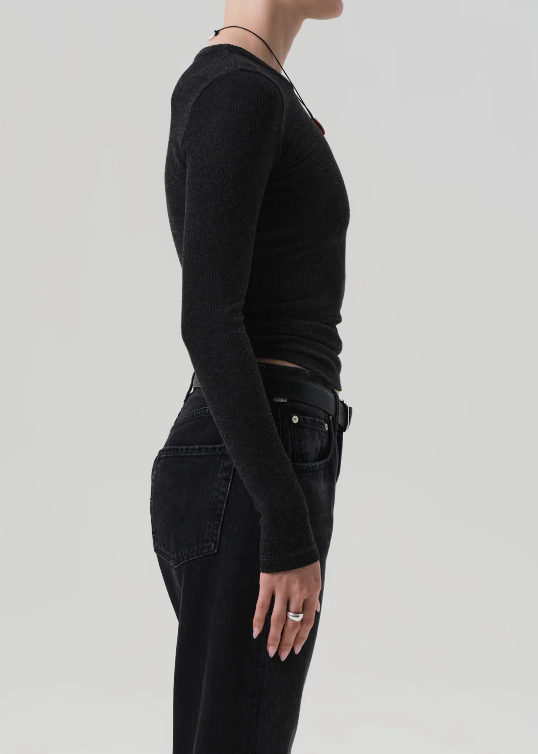 Bina Crewneck in Heather Charcoal - Image 2