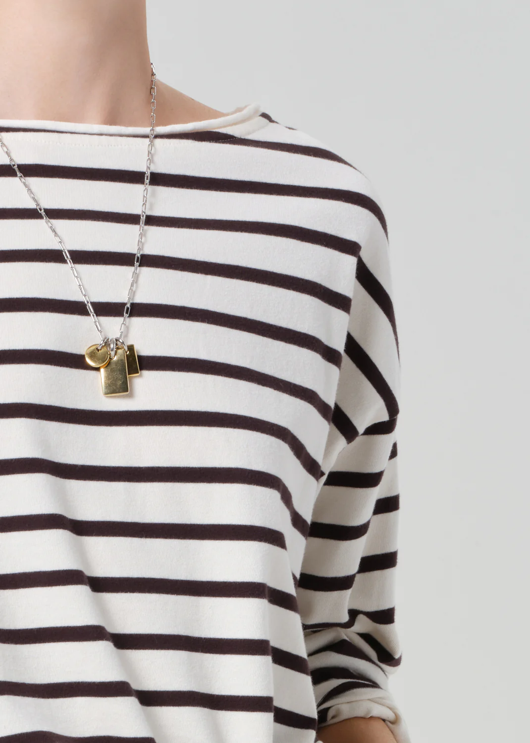 Boat Neck Long Sleeve in Chocolate Stripe - Image 4
