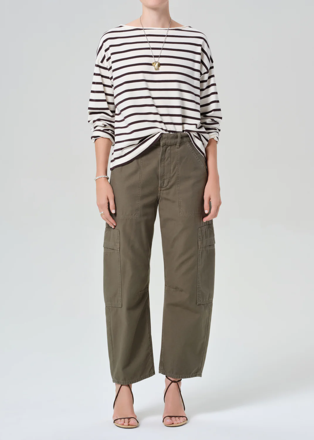 Boat Neck Long Sleeve in Chocolate Stripe - Image 5