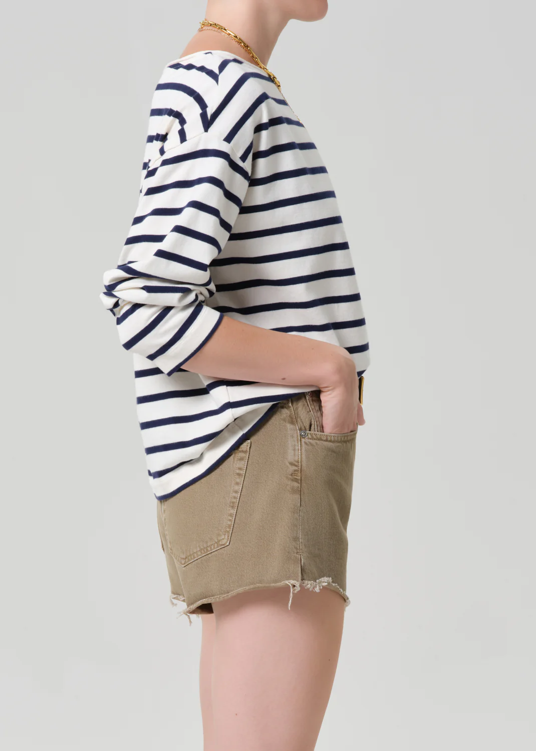 Boat Neck Long Sleeve Tee in Marine Stripe - Image 3