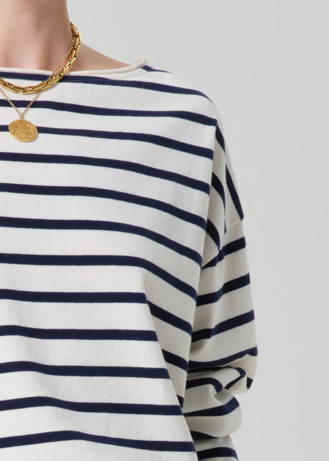Boat Neck Long Sleeve Tee in Marine Stripe - Image 4