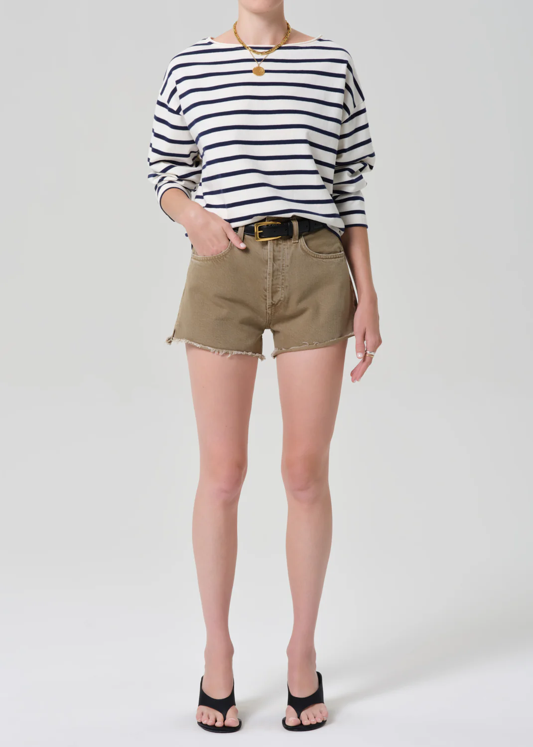 Boat Neck Long Sleeve Tee in Marine Stripe - Image 5