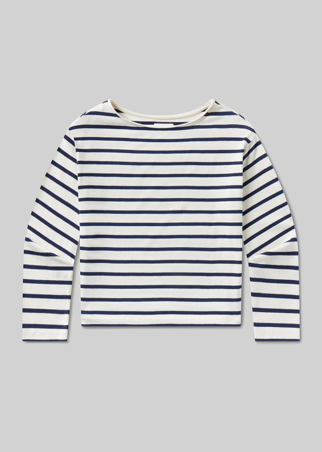 Boat Neck Long Sleeve Tee in Marine Stripe - Image 6