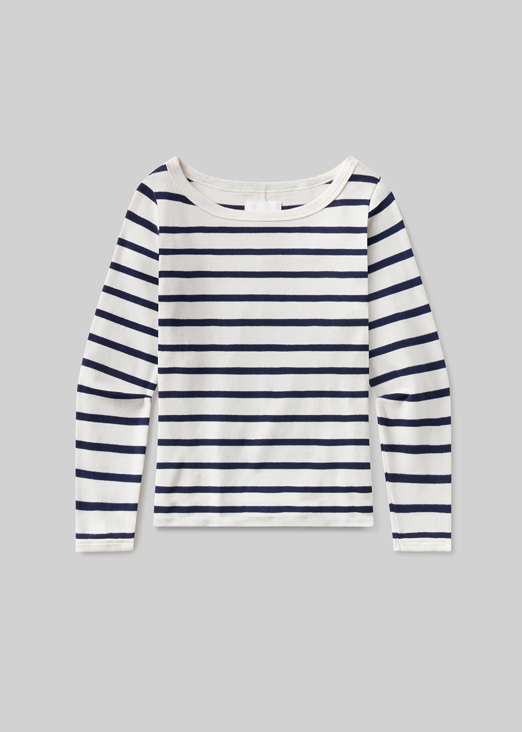 Boat Neck Slim Tee in Azure Stripe - Image 6