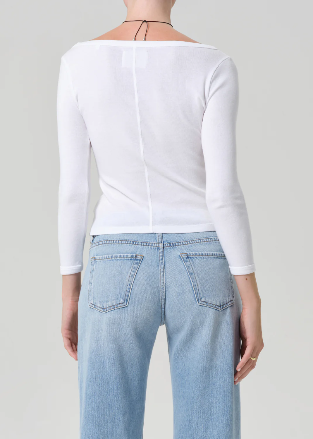 Boat Neck Slim Tee in White - Image 2
