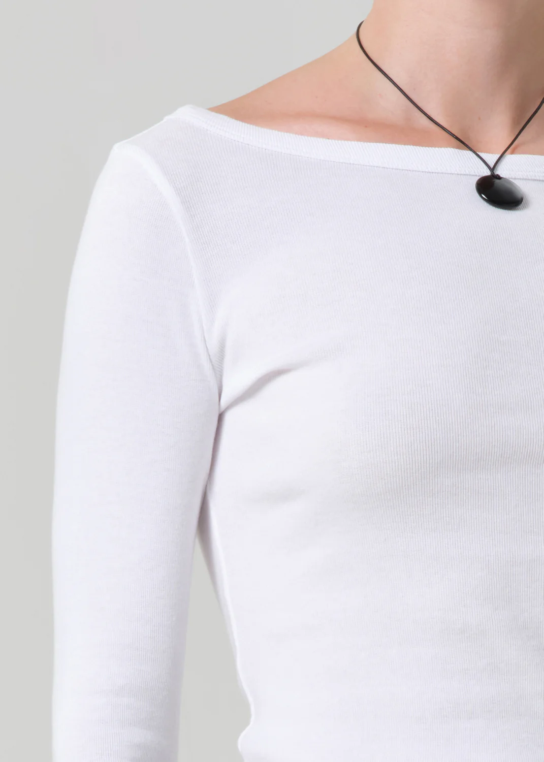 Boat Neck Slim Tee in White - Image 4