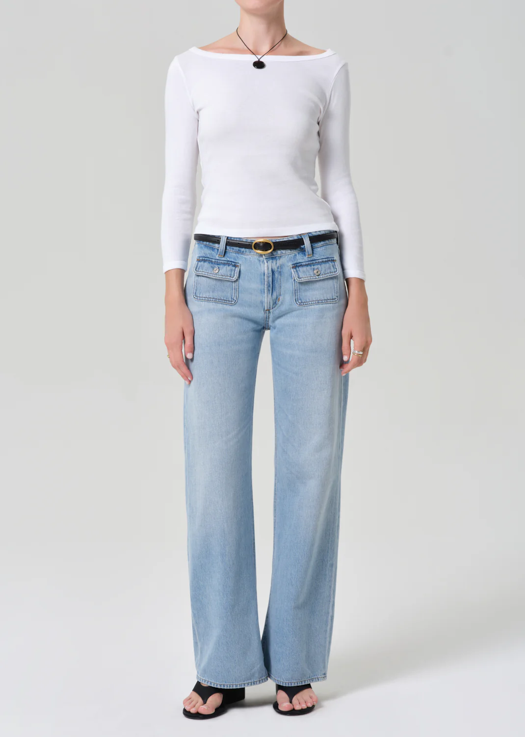 Boat Neck Slim Tee in White - Image 5