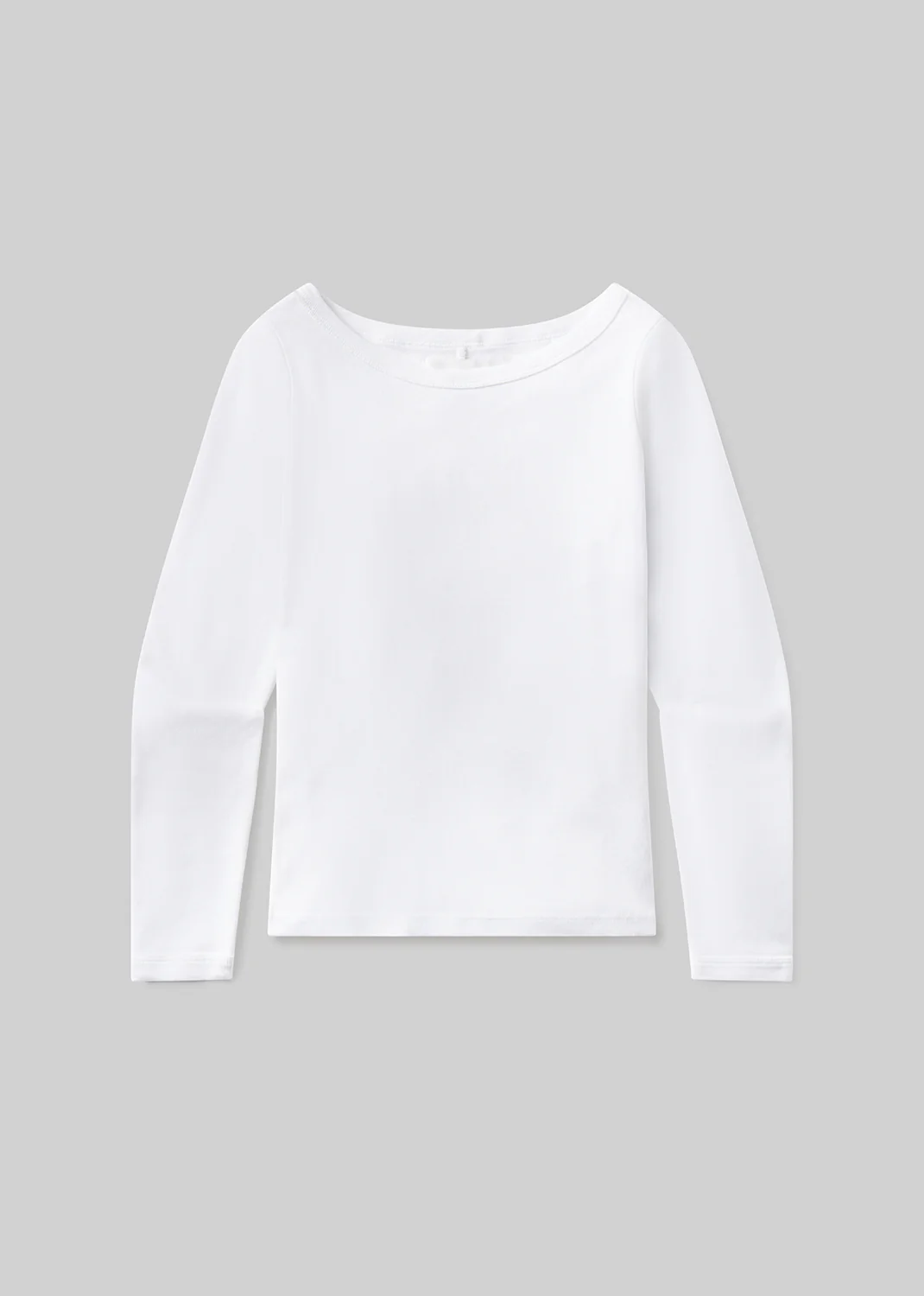 Boat Neck Slim Tee in White - Image 6
