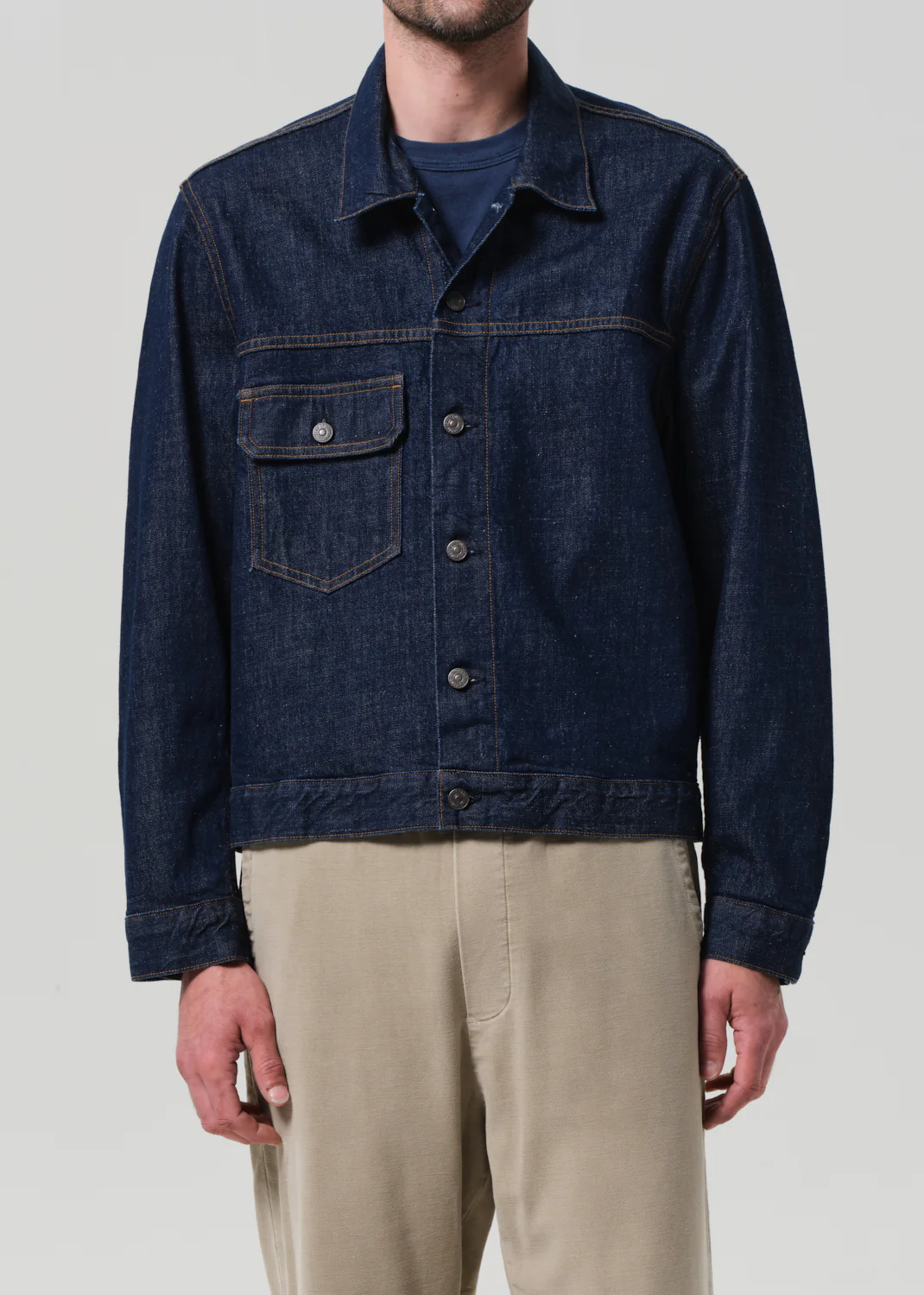 Box Denim Jacket in Crosshatch - Image 3