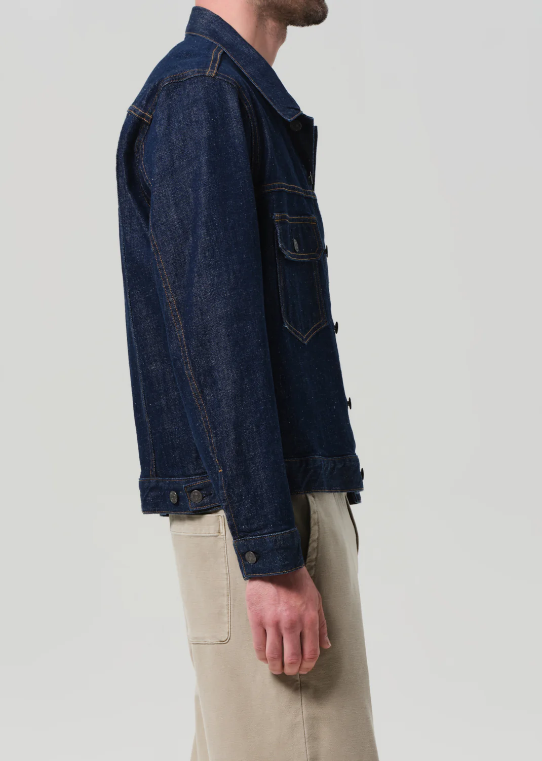 Box Denim Jacket in Crosshatch - Image 5