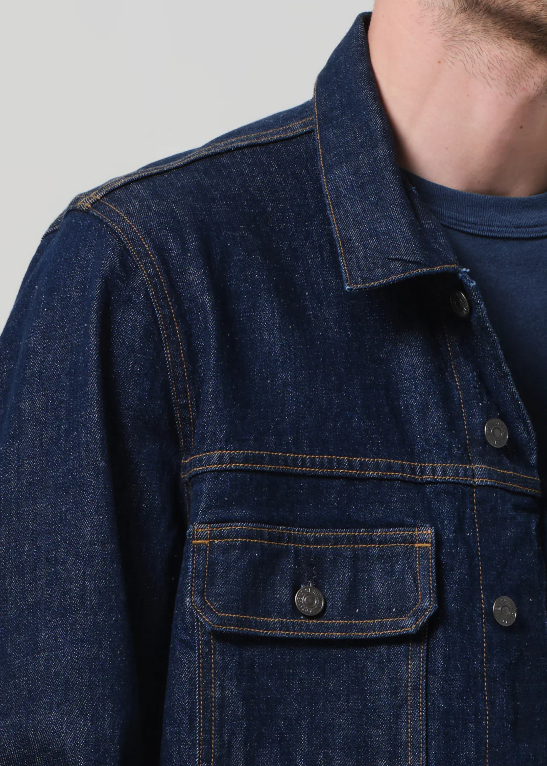 Box Denim Jacket in Crosshatch - Image 6
