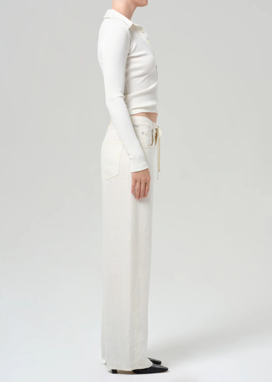 Brynn Drawstring Linen Trouser in Vanilla - Image 3