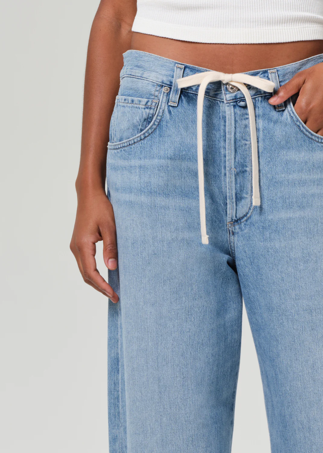 Petite Brynn Drawstring Trouser in Blue Lace - Image 5