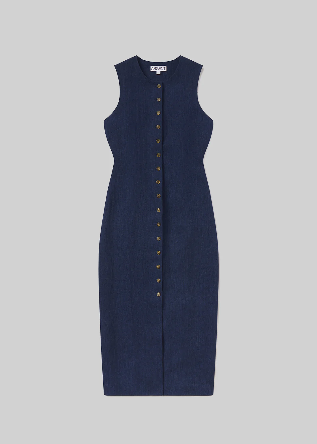 Button Dress Linen in Denim - Image 6