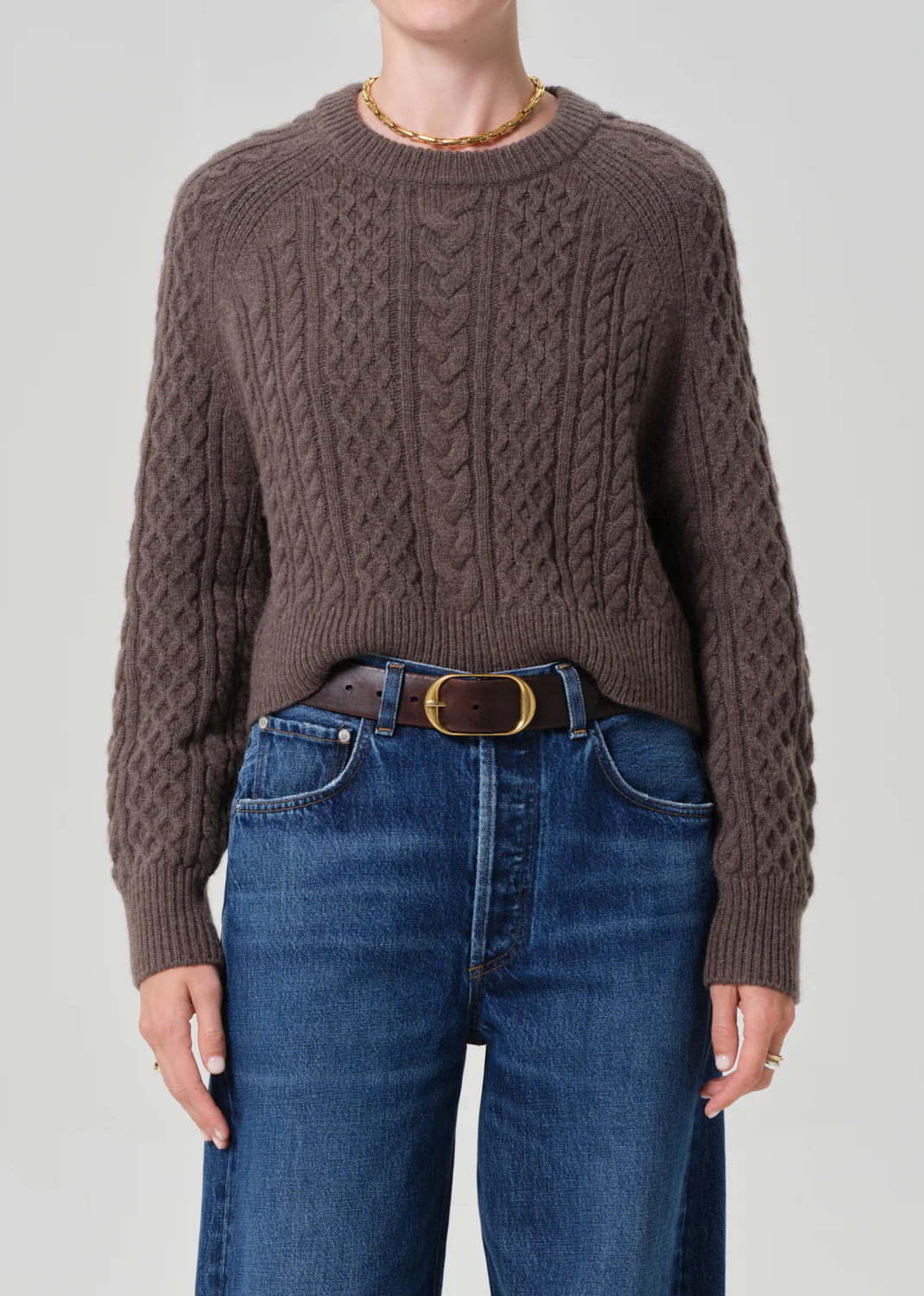 Cable Raglan in Tornado Brown