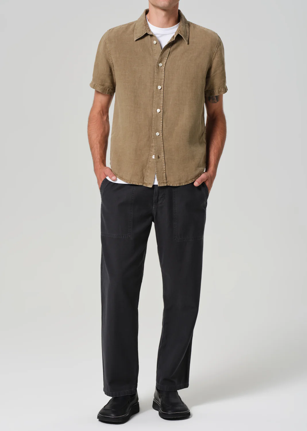 Cairo Short Sleeve Linen Shirt in Reservoir - Image 6