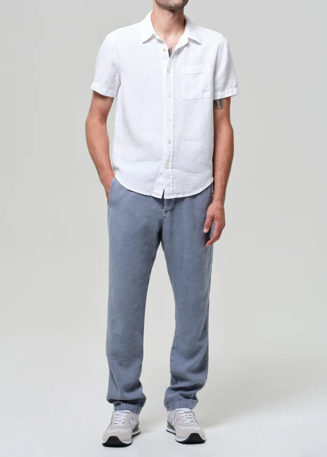 Cairo Short Sleeve Linen Shirt in White - Image 6