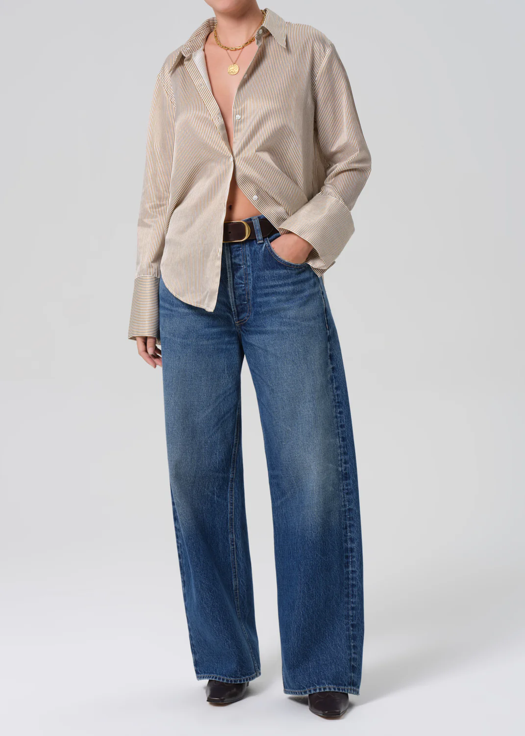 Camilia Shirt in Bronze Stripe - Image 5