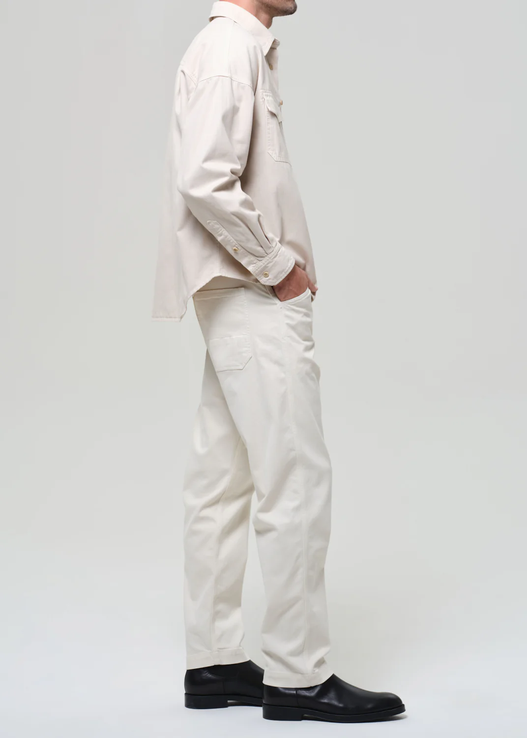 Carpenter Trouser Cashmere Touch in Plaster - Image 5